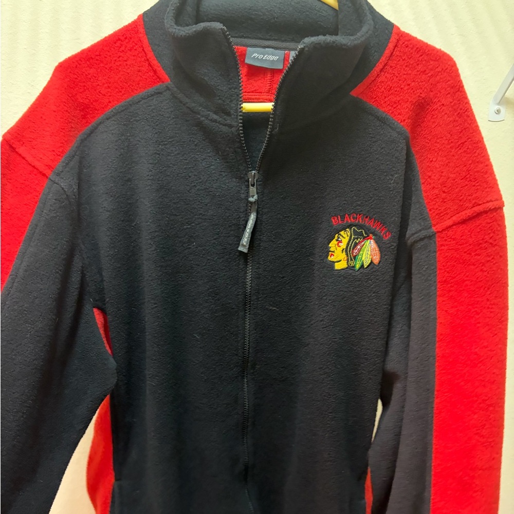Chicago Blackhawks Pro Edge Black and Red Mens zip up